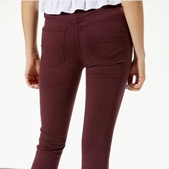 American Eagle Hi-Rise 'Super Super Stretch' Burgandy Jeggings - Picture 10 of 10